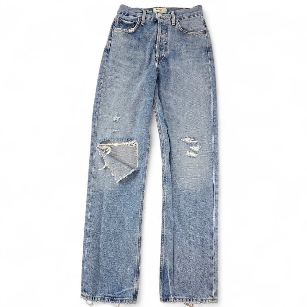 AGOLDE 90's Pinch Waist High Rise Jeans Size 23 | Organic Cotton Distressed